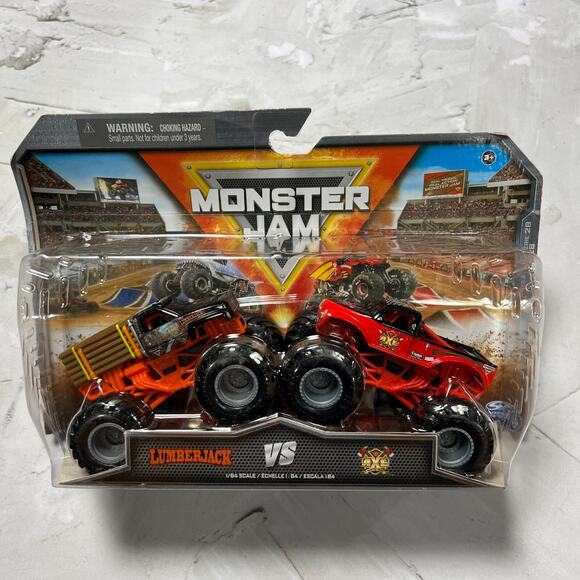 NEW Monster Jam LUMBERJACK Vs AXE Die Cast Truck 1:64 Double Down Showdown - Picture 2 of 11